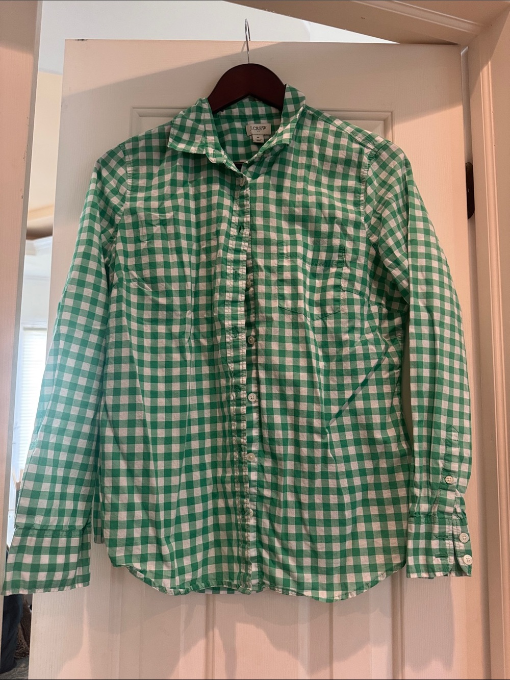 J. Crew Green & White Gingham Button-Down Shirt - Women’s